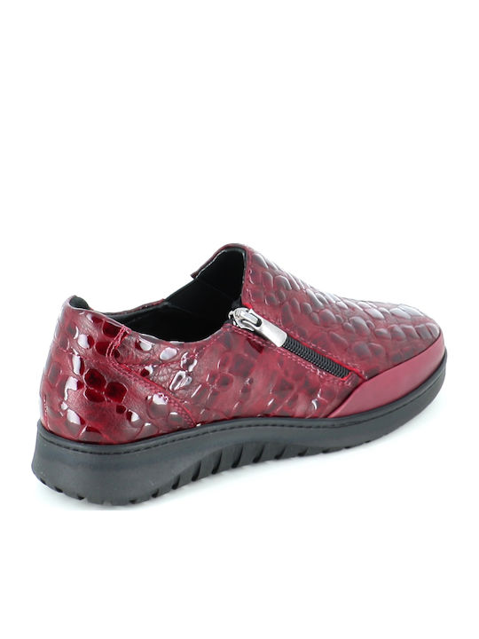 Γυναικεία Slip-On Δερμάτινα Μπορντό