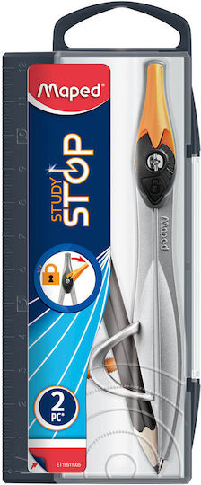 Maped Study Stop Plastic Compass with Pencil in Case Yellow