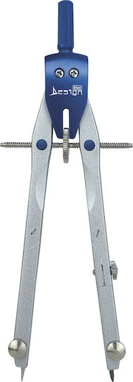 Satin Metal School Compass Set 4 Accessories Blister