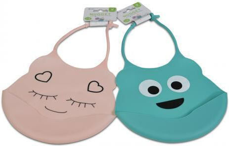 Cangaroo Baby Bib Nugget Wasserdicht Lätzchen Silikon mit Taste & Tasche Rosa 108214