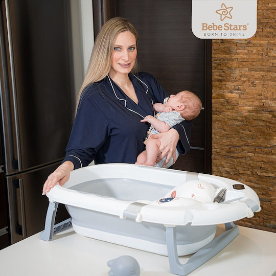 Bebe Stars Faltbare Babybadewanne mit Thermometer Gray