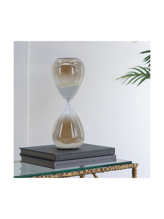 Artekko Dekorative Bürosanduhr aus Glas 13x13x36.5cm in Weiß Farbe