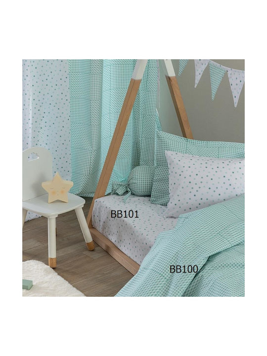 Palamaiki Sheet Single with Elastic Band Cotton BB100 Aqua 110x200cm