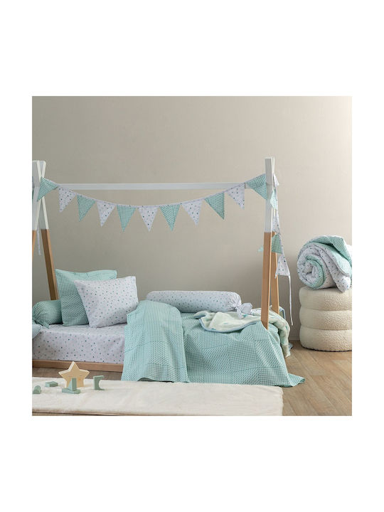Palamaiki Sheet Single with Elastic Band Cotton BB100 Aqua 110x200cm