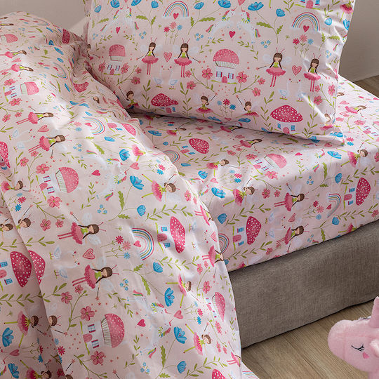 Palamaiki Seturi de cearșafuri Single Bumbac MK772 Roz 170x260cm 3buc