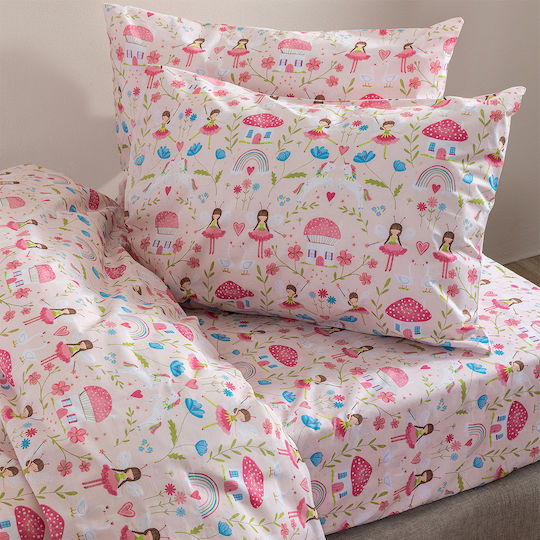 Palamaiki Seturi de cearșafuri Single Bumbac MK772 Roz 170x260cm 3buc