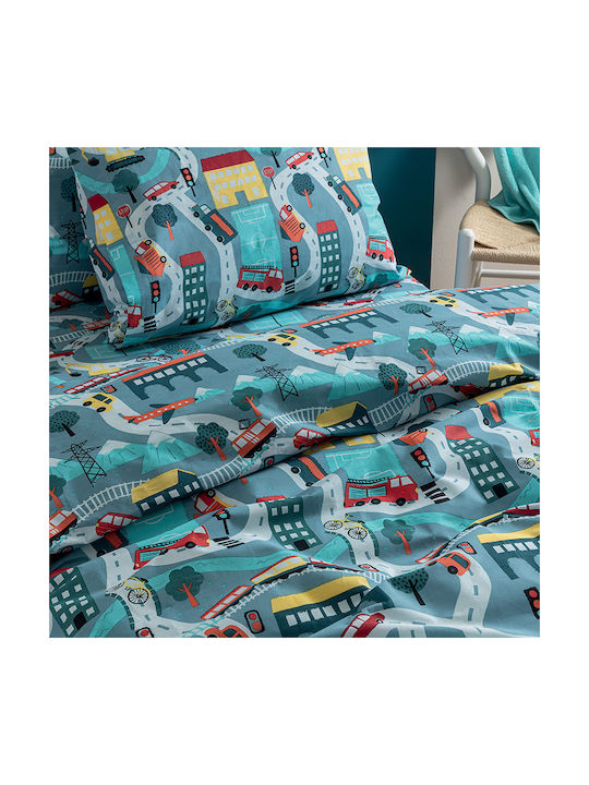Palamaiki Sheet Set Single Cotton MK771 Blue 170x260cm 3pcs