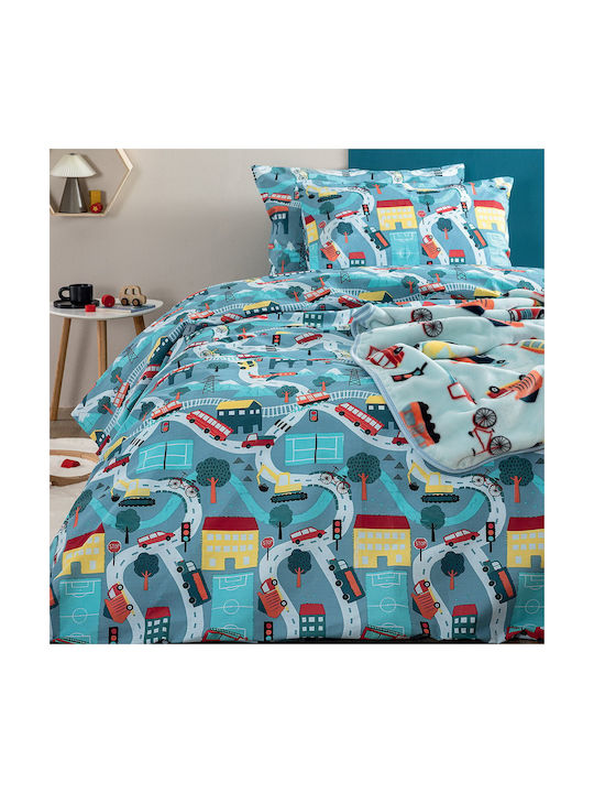 Palamaiki Sheet Set Single Cotton MK771 Blue 170x260cm 3pcs
