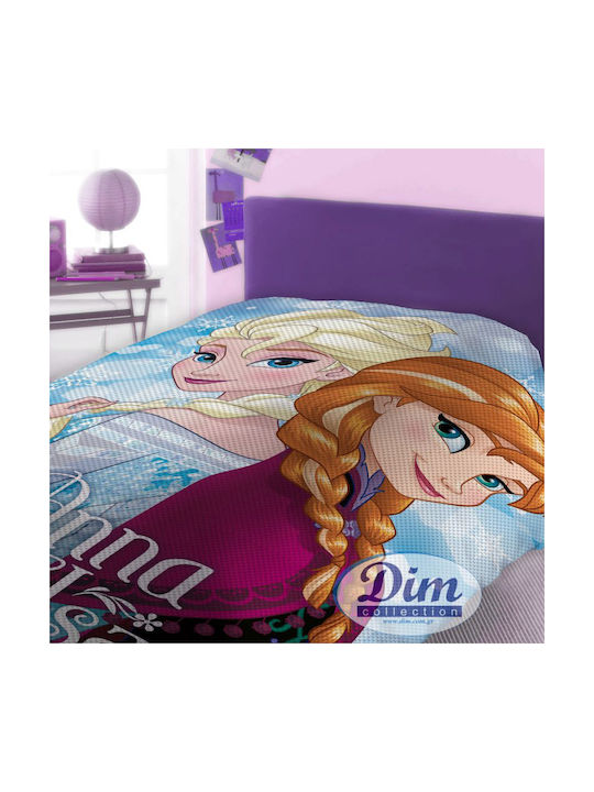 Dimcol Κουβέρτα Πικέ Disney Frozen Γαλάζια 160x240εκ.