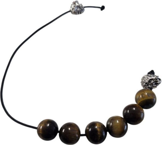 Eye Of The Tiger Begleri with 12 Beads Design 2 Honey 1.2cm