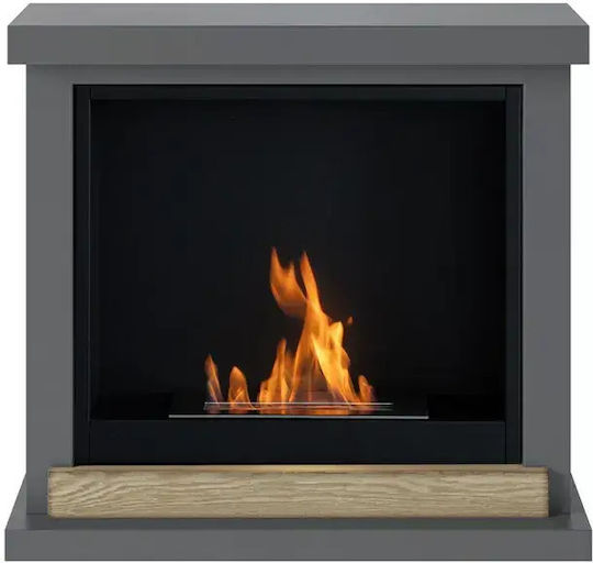 Tagu Indoor Wall Mounted Bioethanol Fireplace Gray 75x24.5x67.6cm