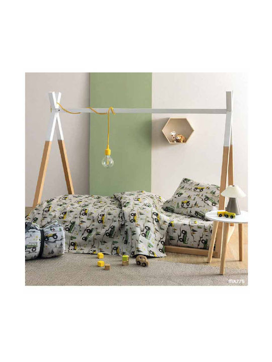 Palamaiki Set Kids Duvet Cover Single with Pillowcase Cotton White 160x240cm