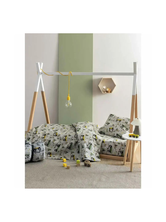 Palamaiki Set Kids Duvet Cover Single with Pillowcase Cotton White 160x240cm
