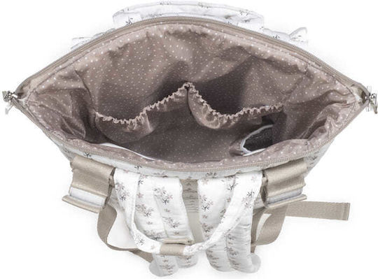 Walking Mum Backpack Diaper Bag Botton Flowers Beige 36x26x12cm