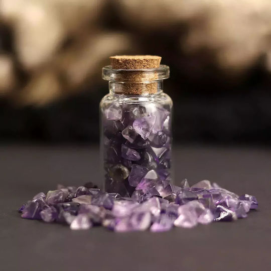 Sticlă cu Piatră Minerală de Ametist și Șnur din Piele
