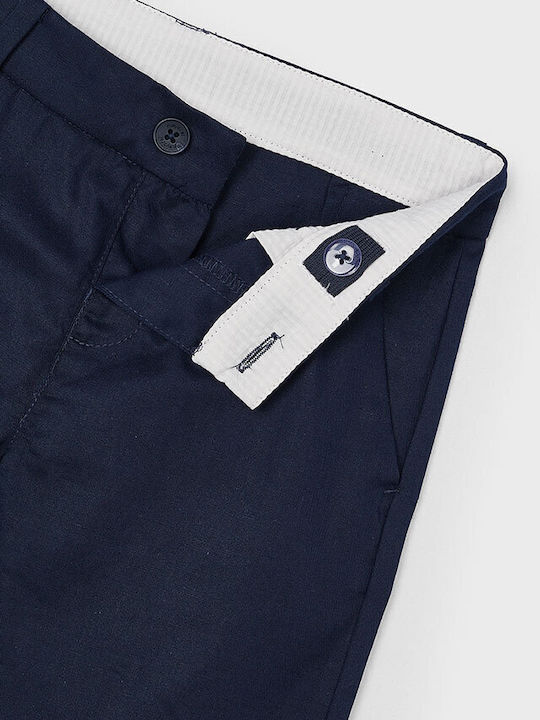 Pantaloni Chino din In pentru Copii albastru închis