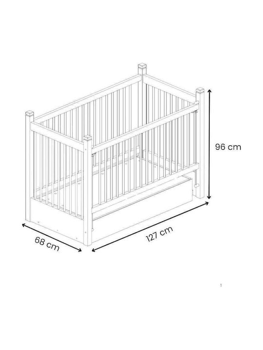 Hanah Home Babybett Grau mit Matratze 68x127cm