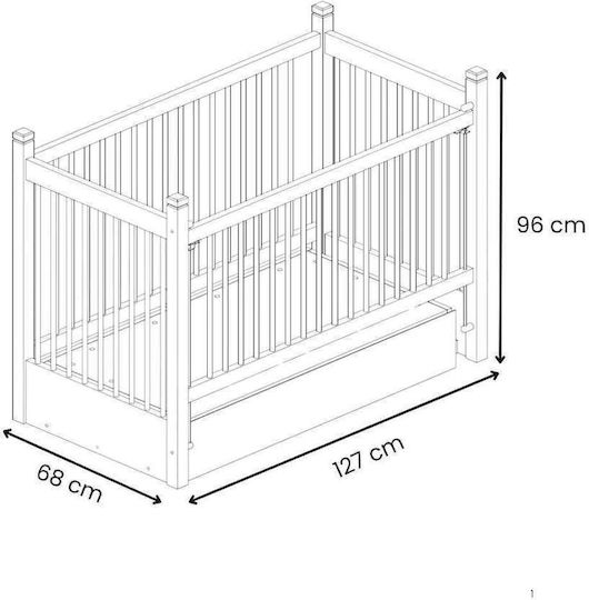 Hanah Home Babybett Grau mit Matratze 68x127cm