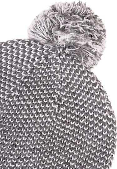 Pom Pom Beanie Γυναικείος Σκούφος Πλεκτός σε Γκρι χρώμα