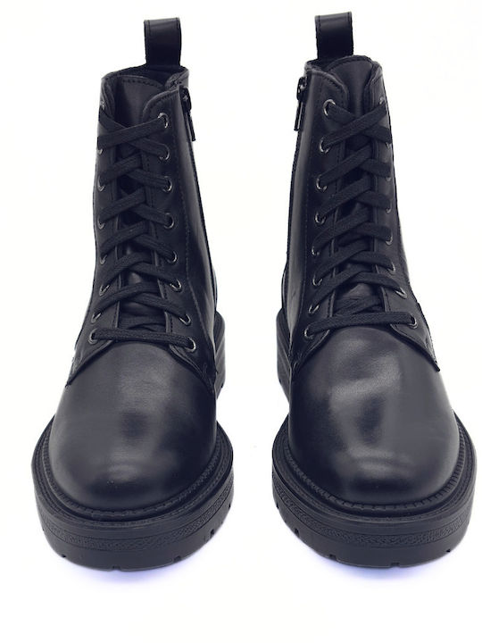 Leder Stiefeletten Damen Schwarz