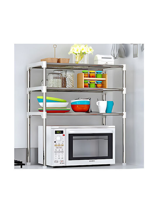 Tisch-Küchenorganizer-Ständer Metall 3 Regale 60x25x65 Silber