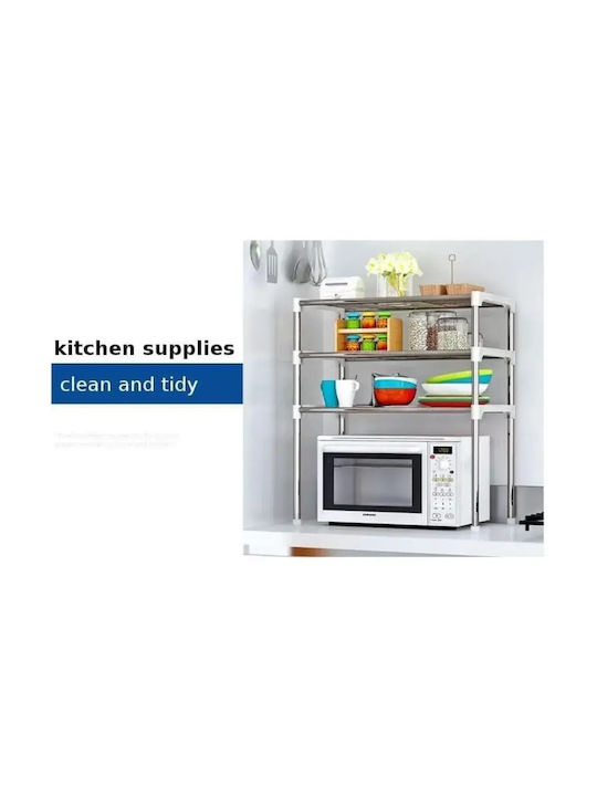 Tisch-Küchenorganizer-Ständer Metall 3 Regale 60x25x65 Silber