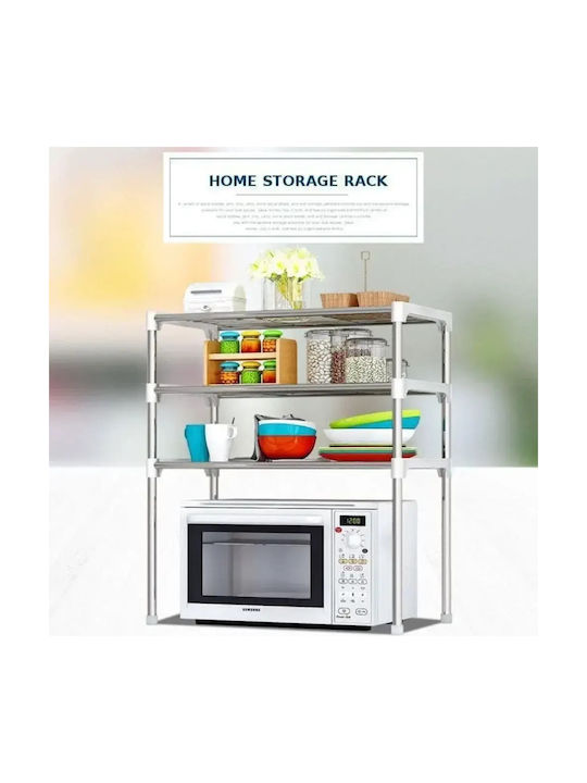 Tisch-Küchenorganizer-Ständer Metall 3 Regale 60x25x65 Silber