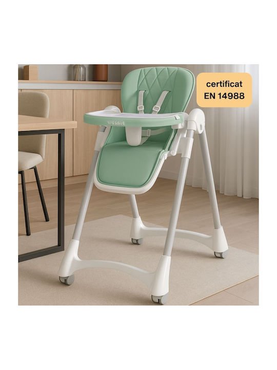 Kidizi Allure Pliabil Scaun de Masă pentru Copii cu Cadru Metalic Verde