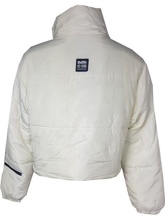 Women's Short Puffer Jacket for Winter White