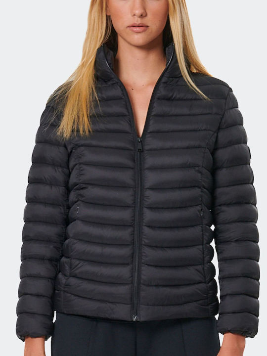 Short Women's Puffer Jacket for Winter Black