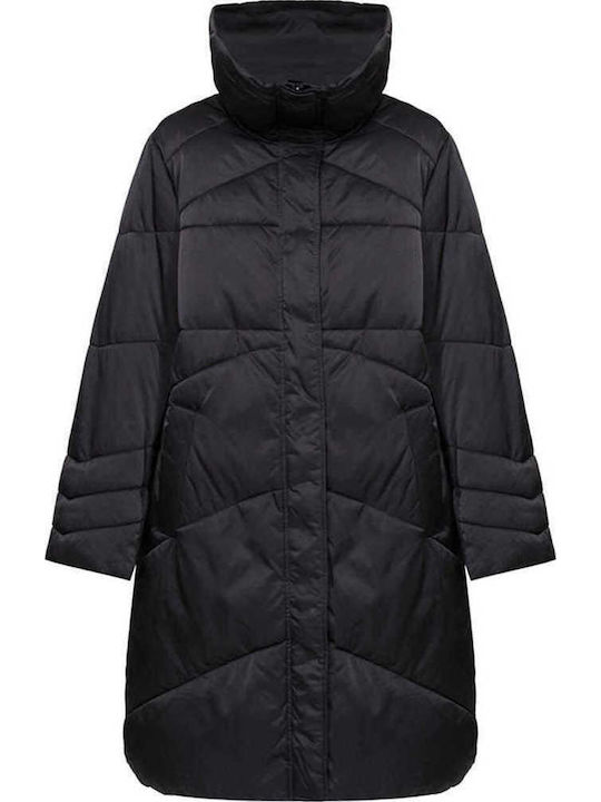 Women's Long Puffer Jacket for Winter Black