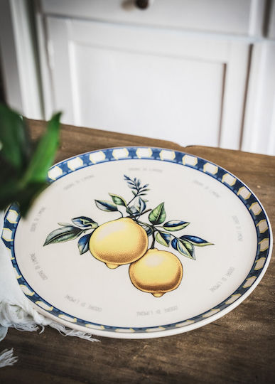 Hermia Plate Shallow Ceramic Multicolour with Diameter 30cm