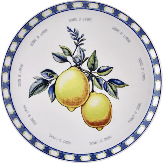 Hermia Plate Shallow Ceramic Multicolour with Diameter 30cm
