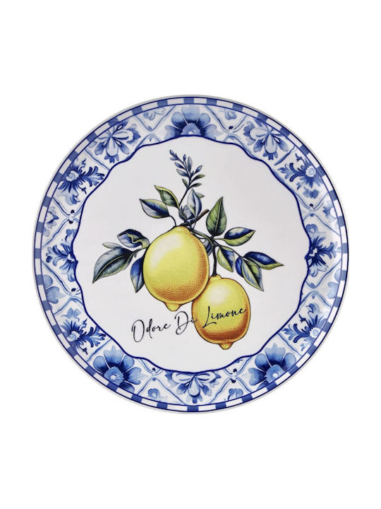 Hermia Plate Shallow Ceramic Multicolour with Diameter 30cm