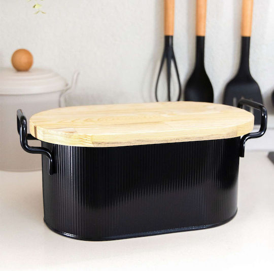Hermia Brotkasten Metallisch Schwarz 39x22x16cm