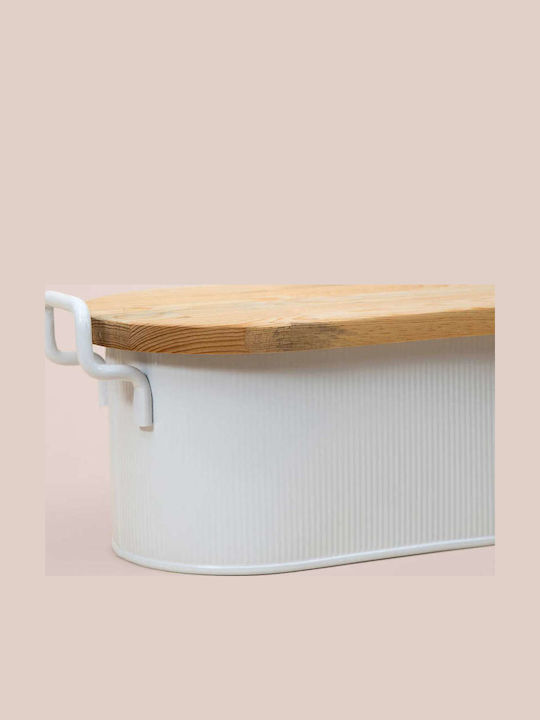 Hermia Brotkasten Metallisch Weiß 39x22x16cm