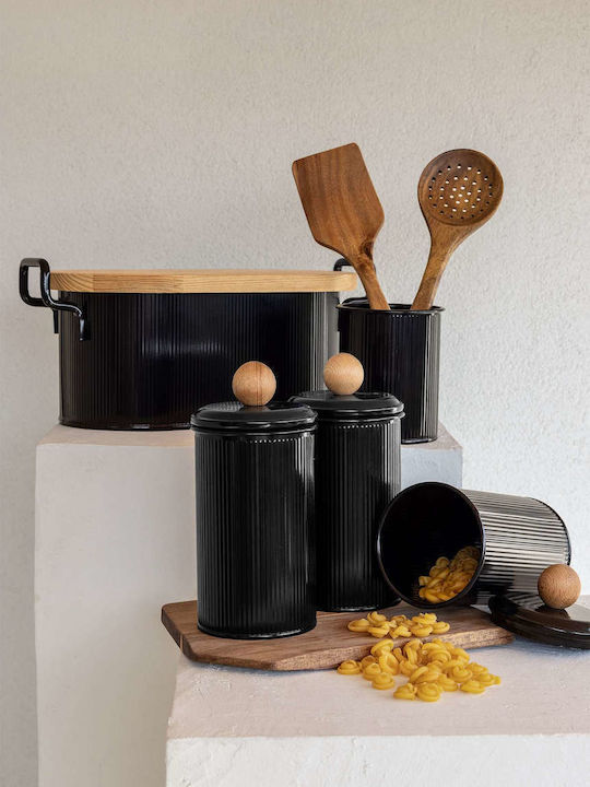 Hermia Brotkasten Metallisch Schwarz 39x22x16cm
