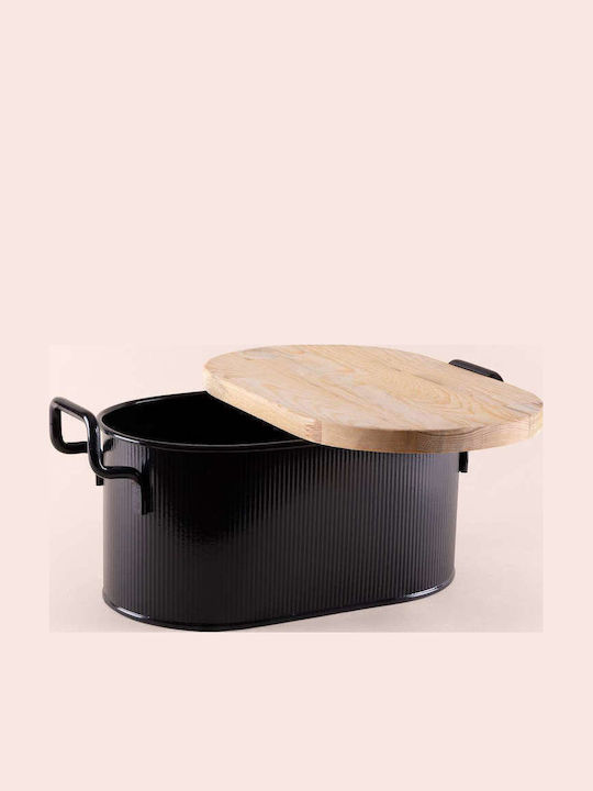 Hermia Brotkasten Metallisch Schwarz 39x22x16cm