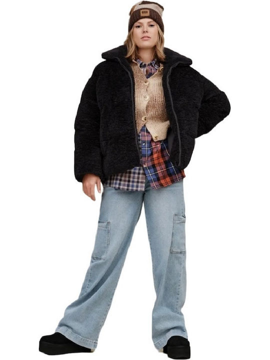 Emmalyn Uggfluff Puffer Jacket Κοντό Γυναικείο Puffer Μπουφάν για Χειμώνα Μαύρο