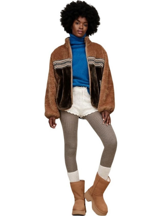 Marlene Kurz Damen Puffer Jacke für Winter Brown