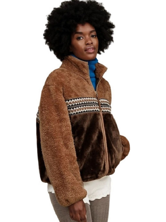 Marlene Kurz Damen Puffer Jacke für Winter Brown