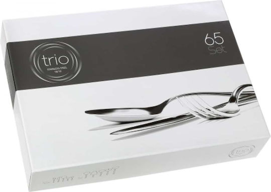Cryspo Trio Monaco Besteckset Edelstahl 18/10 Silber 65 Stück