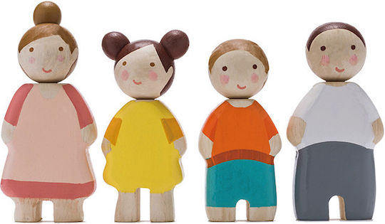 Tender Leaf Toys Οικογένεια Σετ Ξύλινες Κούκλες για Κουκλόσπιτο