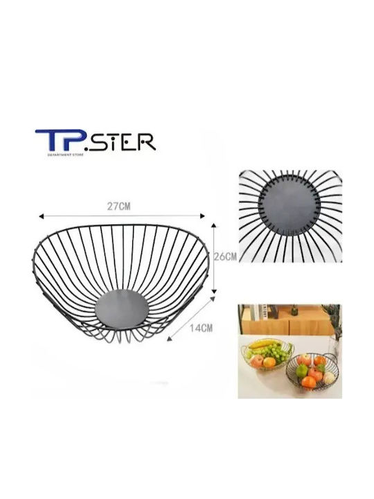 Tpster Fruit Bowl Metallic Black 27x26x14cm
