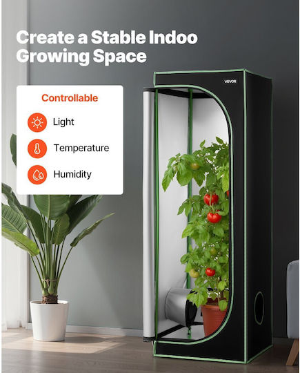 Indoor Grow Tent Vevor 60 X 60 X 180 Cm 600d High Reflectivity Mylar Indoor Plant Tent Observation Window Floor Tray & Heavy Duty Zipper Grow Tents Fruit Flower Vegetables