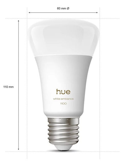 Philips Smart Lampe LED 8.1W für Fassung E27 und Form A60 Warmes Weiß 810lm Dimmbar