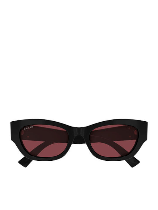 Gucci Damen Sonnenbrille mit Schwarz Kunststoff Gestell und Rot Linse GG1954SA 004