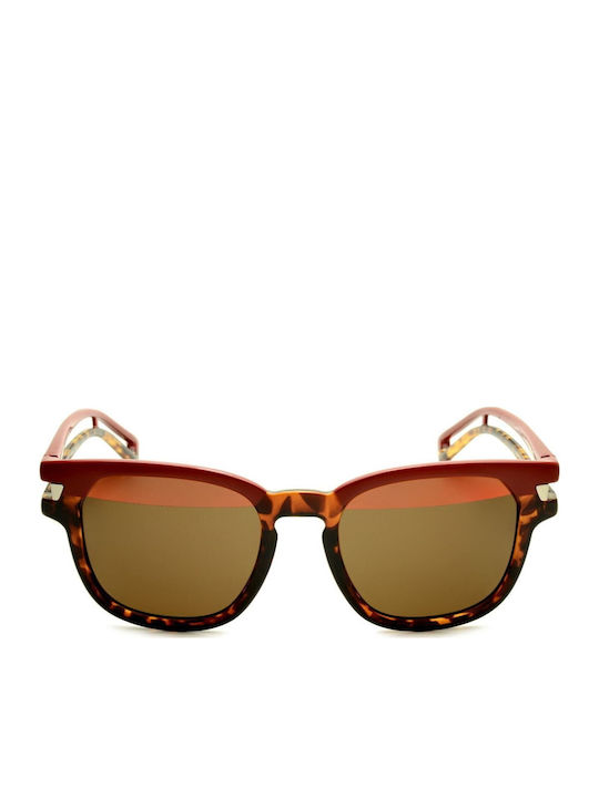 Police Unisex Sunglasses with Multicolour Plastic Frame and Brown Lens