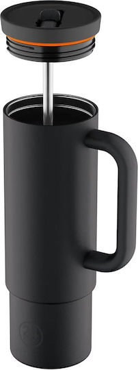24Bottles Glass Thermos Stainless Steel BPA Free 800ml Tuxedo Black with Straw