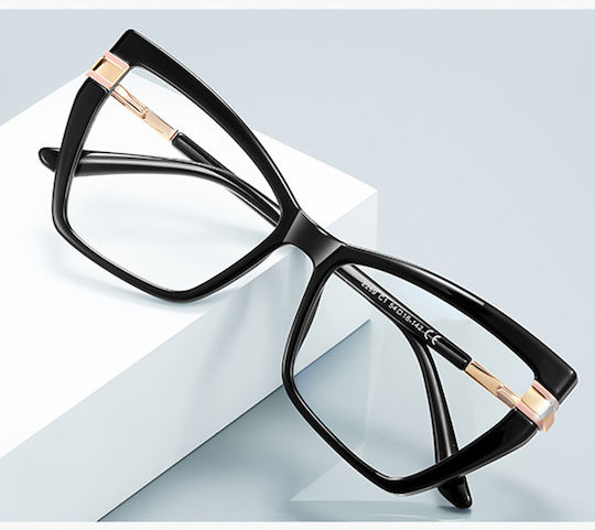 Techsuit Anti-Blue Light Glasses Reflex PC 2269 Women Oversized TR90 & Metal Frame AC Lens Black